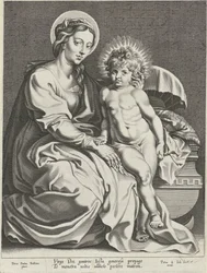 Maria com Cristo Criança por berço