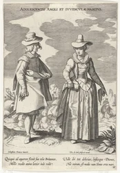 Casal vestido de acordo com a moda inglesa, c. 1610
Adolescentis Angli et Ivvenclvae Habitvs (título sobre o objecto)
Fantasias de vários países (título da série)
Variarum Gentium Ornatus (título da série)
