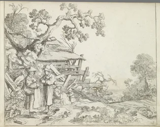 Paisagem com um agricultor e sua esposa Paisagens com figuras (título da série) Espelho da Natureza e Escola de Desenho (...) (título da série)
