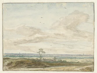 Ampla paisagem com uma estrada ao longo de um canal