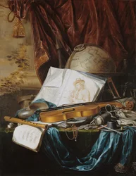 Natureza morta com instrumentos musicais, 1650.