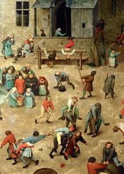 Jogos infantis (pintura em madeira de carvalho)