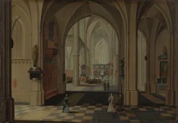 Interior de uma igreja gótica imaginária