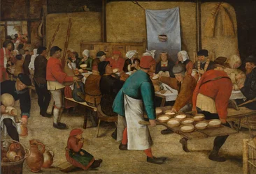 Casamento de um agricultor num celeiro, c.1616 (óleo sobre painel)