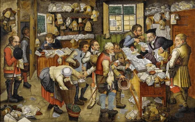 Le Paiement de la dime - O Pagamento do Dízimo (conhecido como Village Lawyer) - Peinture de Pieter Brueghel the Younger (Le jeune ou Brueghel d