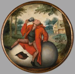 O bêbado num ovo, provérbio flamengo, c.1594 (óleo sobre painel)