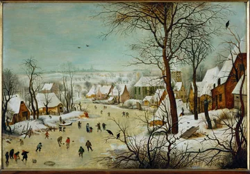Paisagem de inverno (pintura sobre madeira de carvalho)