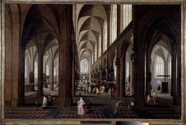 Vista interior da Catedral de Antuérpia Pintura de Pieter Neefs a Jeune (1620-1675)