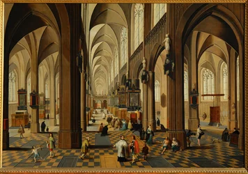 Interior da catedral de Antuérpia (pintura sobre madeira de carvalho)