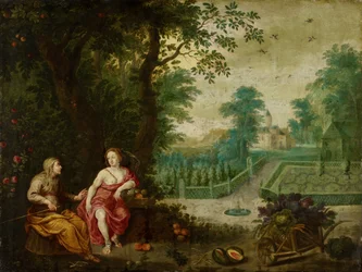 Vertumnus e Pomona (óleo em cobre)