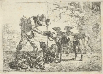 Caçador com sete cães