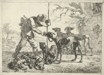 Caçador com sete cães