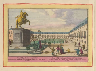 Estátua equestre de Philip II em Madrid Rei Filipe II a cavalo, no jardim de prazer de 
