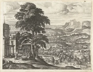 Abraão alimenta os três anjos Paisagens com a história de Abraão (título da série)