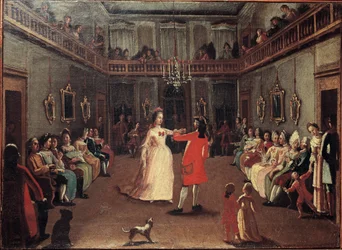 Abertura da bola - A abertura da bola. Pintura da escola de Pietro Longhi (1702-1785)