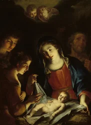 A Madona adorando o Menino Jesus (óleo sobre tela)