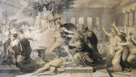 Morte de Priam, de Pietro Benvenuti (1769-1844), impressão de pintura de 1811