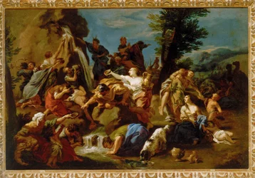 Moisés golpeando a rocha no deserto,
segunda metade do século XVII (óleo sobre tela)