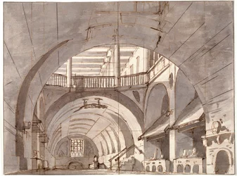 Cenografia para uma peça de teatro, de 1800.