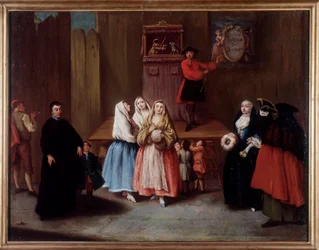 Um show de marionetes em Veneza (Pintura