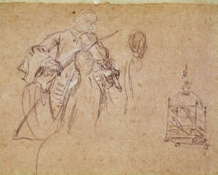 Um violinista (Violinista) Desenho de Pietro Longhi (1702-1785) Veneza, Musee Correr