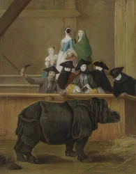 A exibição de um rinoceronte em Veneza. Provavelmente 1751