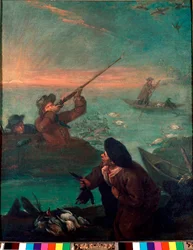Caça ao Pato na Lagoa Pintura de Pietro Longhi (1702-1785) 1765-1770 Sol. 61x49,5 cm Pinacoteca de Veneza Querini-Stampalia
