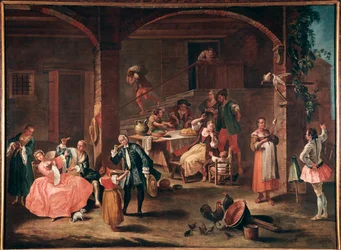La merenda in campagna (O lanche no campo) Pintura de Pietro Longhi (1702-1785) cerca de 1750 Dim 96x131 cm Veneza, Ca