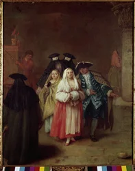 O Novo Mundo - Pintura de Pietro Longhi (1702-1785), óleo sobre tela, 61x49 cm, cerca de 1756. Veneza, Fundação Querini Stampalia