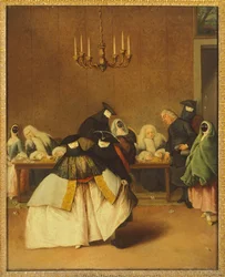 O Ridotto, máscaras venezianas, de Pietro Longhi (1701-1785)