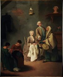A escola de trabalho Pintura de Pietro Longhi (1702-1785) 1752 Dim 62x50 cm Veneza, Ca 