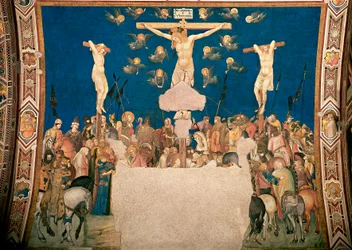 Crucifixo Fresco de Pietro Lorenzetti (1280/5 por volta de 1348) 1335-1340 Basílica de São Francisco, Igreja Baixa, Assis