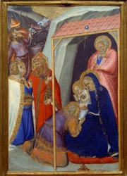 A Adoração dos Magos Detrempe na Madeira por Pietro Lorenzetti (1280-1348)