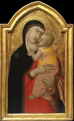 Virgem e criança par Lorenzetti, Pietro (ca 1300-ca 1348). Tempera em painel, , Colecção Privada