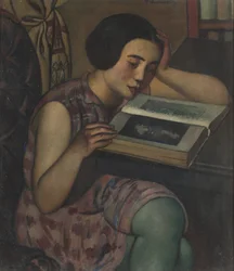 Menina jovem, leitura, 1928