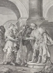 Daniel discute com os anciãos enquanto Susanna fica à esquerda, 1732-50.
