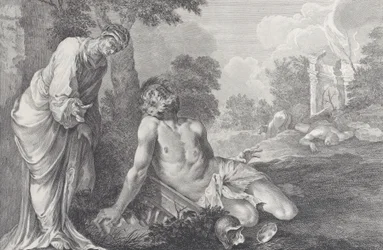 Jó repreendido por sua esposa, 1730-39.