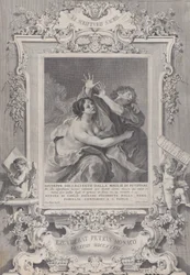 Esposa de José e Potifar, dentro de uma moldura ornamentada, 1739.