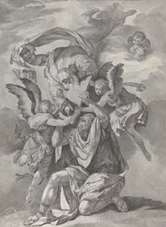 Moisés recebendo as Tábuas da Lei de Deus que desce dos céus, de..., ca. 1730-39.