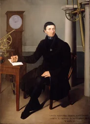 Retrato de Barnaba Oriani, astrônomo (1752 - 1832) de N. Carducci. pintura do século XIX.