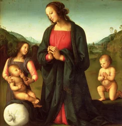 Madona adorando o Menino Jesus (Madonna del Sacco)