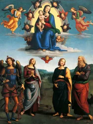 Madonna in Glory, ca 1500-1501, de Pietro Perugino (ca 1450-1523), óleo sobre madeira, 330x265 cm.