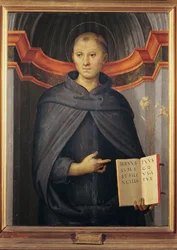 Nicolas de Tolentino (1245-1305) - São Nicolau de Tolentino par Perugino (c. 1450-1523). Óleo sobre tela, tamanho : 79x62, , Palazzo Barberini, Roma