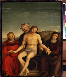 Pieta. Peinture de Pietro di Cristoforo Vannucci dit Le Perugin (O Perugino