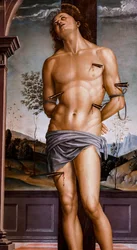 São Sebastião depois de 1490. Óleo sobre painel.
