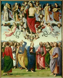 A Ascensão de Cristo Pintura de Pietro Vannucci dit Il Perugino (The Perugin) (1450-1523) 1496 Sol. 3,25x2,65 m Lyon, Museum of Fine Arts - Ascensão de Cristo. Pintura de Pietro Vannucci chamada Il Perugino (1450-1523)
