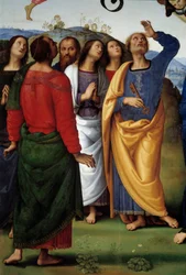 A ascensão de Cristo Pormenor representando os apoters. Pintura de Pietro Vannucci dit il Perugino (Le Perugin