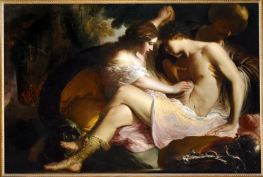 Tancred ferido, cuidado por Hermione, após o duelo com Argante, o sarraceno (pintura sobre tela)