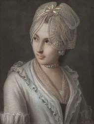 Uma jovem elegante com um boné de renda