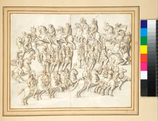 Base de coluna de Antoninus Pius, lado leste (caneta e lavagem cinza)